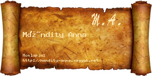 Mándity Anna névjegykártya